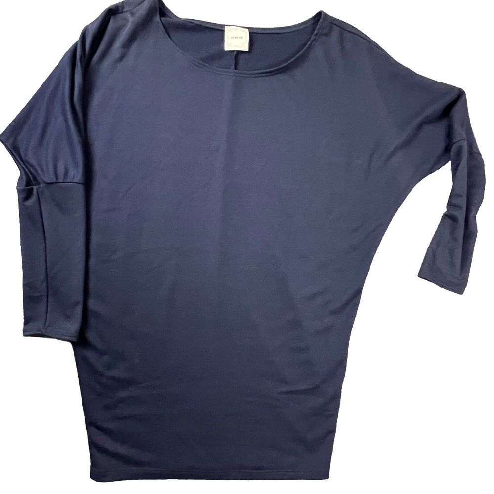 Nymphe Dolman Sleeve Tunic Women Medium Navy Blue Boat Neck Relaxed Fit N30225